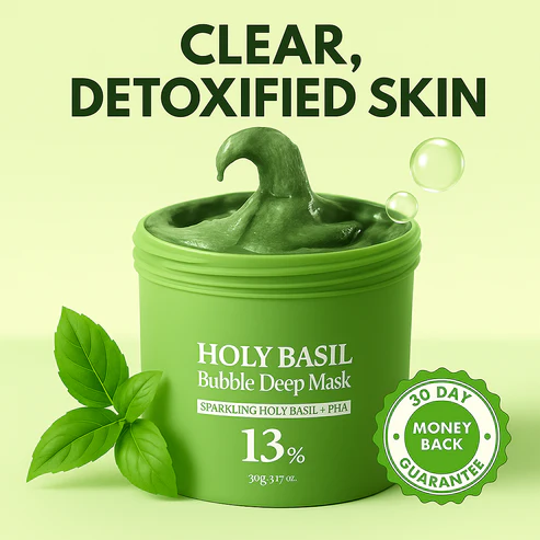 Holy Basil Bubble Deep Cleansing Mask ~ Deep pore detox in just 3 minutes.