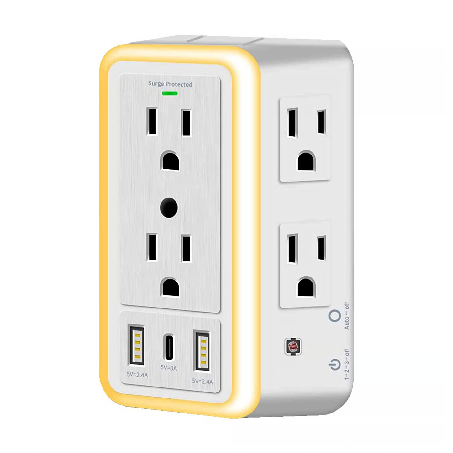 Smart Night Light Multi Plug Outlet ~ No More Fighting for Plugs