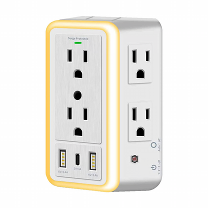 Smart Night Light Multi Plug Outlet ~ No More Fighting for Plugs