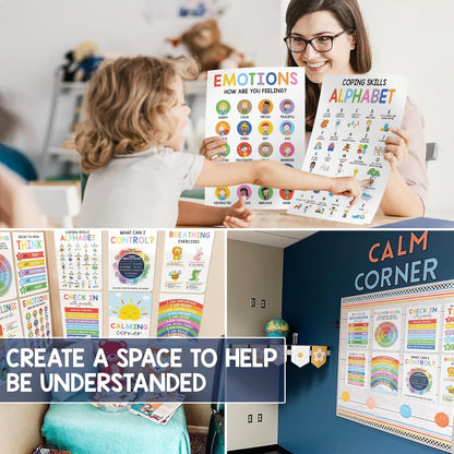 12 Pcs Calming Corner Posters ~ Create a safe space for kids to calm down.