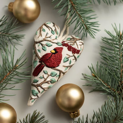 Heart Shaped Christmas Ornament Kit ~ Hand-stitched holiday keepsake you’ll treasure for years.