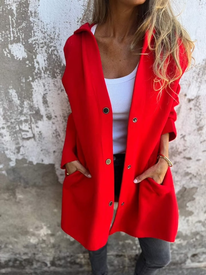 Casual Single Breasted Hooded Jacket ~ Throw-on style for breezy spring & autumn days.