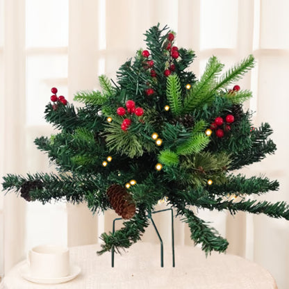 Pre-lit Artificial Christmas Tree Urn Filler ~ Weatherproof sparkle for entryways and patios.
