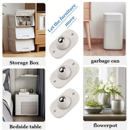 Self Adhesive Caster Wheels ~ Instant 360° mobility for furniture & storage.