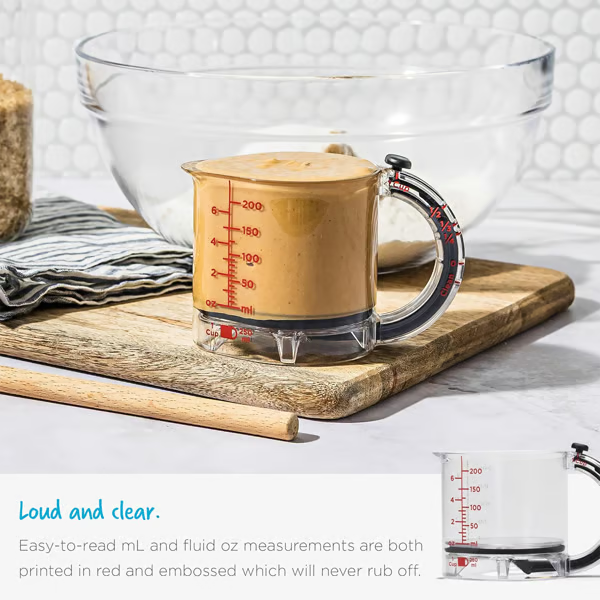 4-in-1 Adjustable Measuring Cup ~ From flour to honey, one cup rules them all